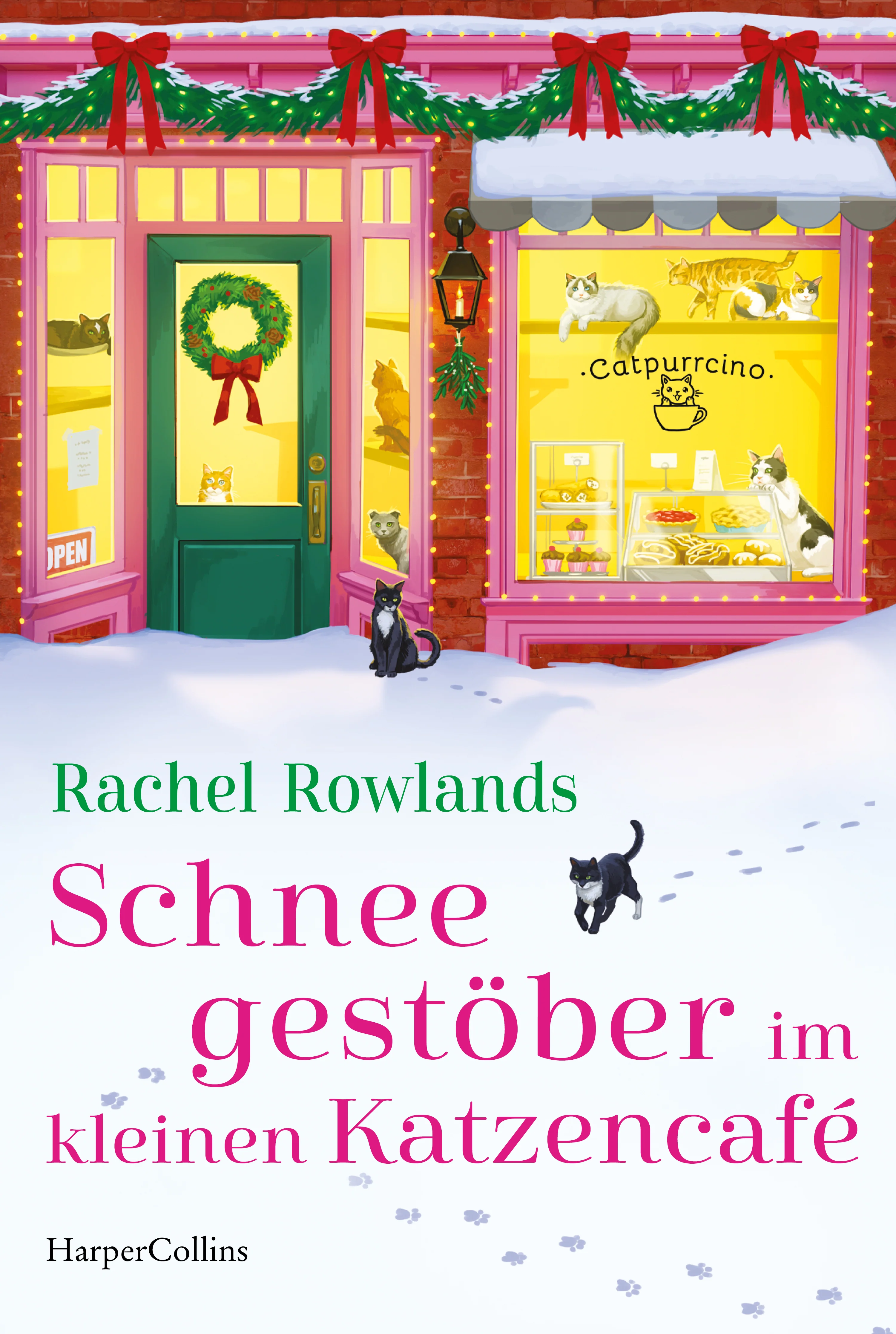 Schneegestöber im kleinen Katzencafé
